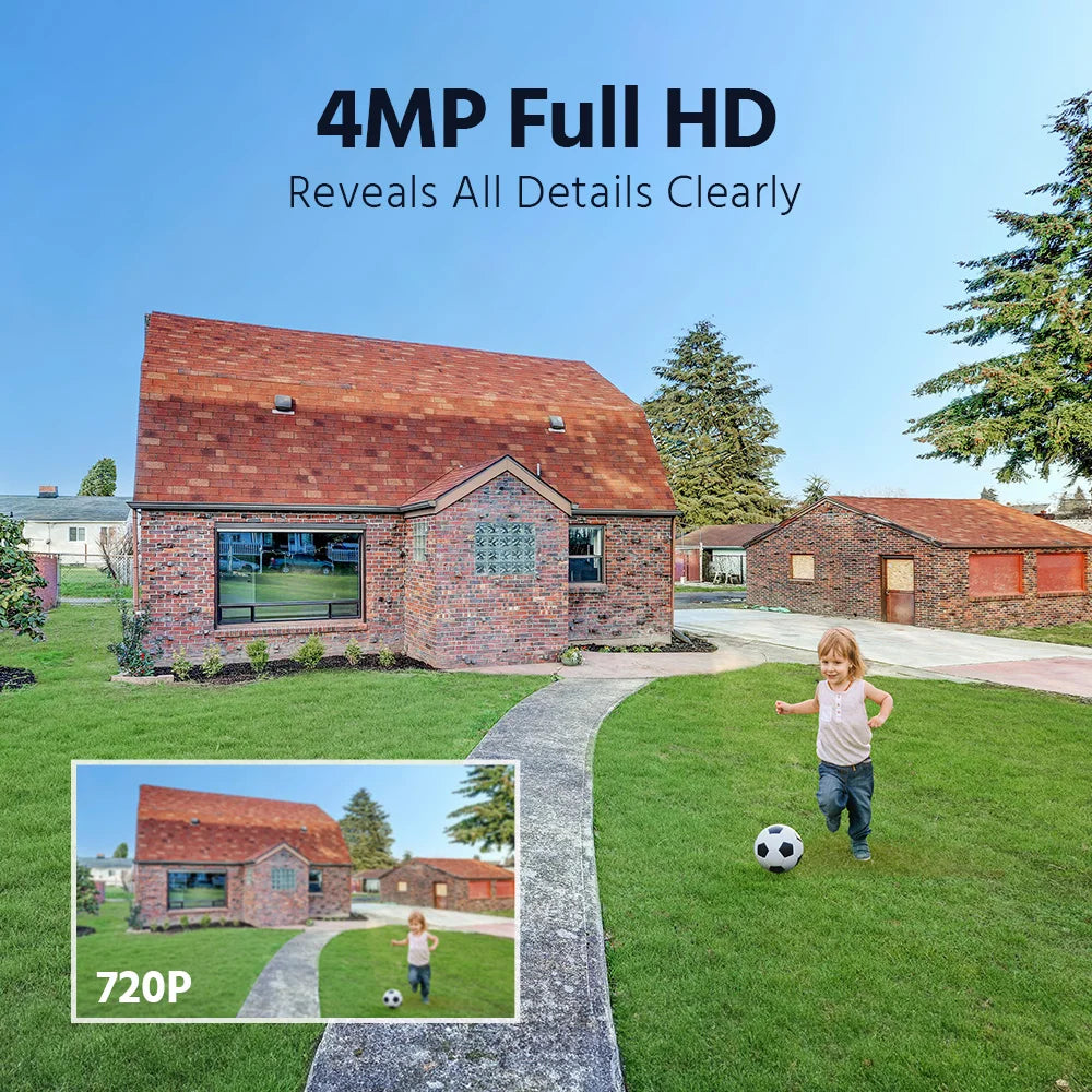 Annke 4MP 4PCS Solar Wireless Security Cameras Video Surveillance Kit Two-way Voice 7″ Monitor Motion Detection Security 4CH NVR